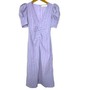 Astr The Label Puff Sleeve Front Vent Dress XS Purple‎
